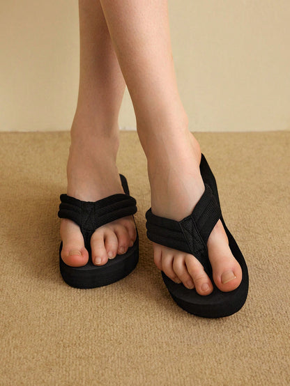 Zapatos de mujer ligeros y minimalistas, sandalias de dedo con detalles de pespunte negro para zapatos de vacaciones de verano, rebajas de verano, zapatos de vuelta al colegio, zapatos de estudiante universitario.