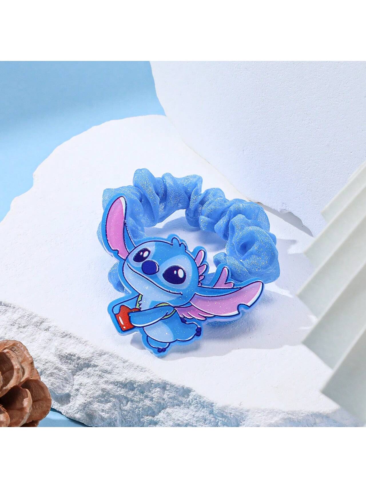 Diadema y horquilla de pelo azul autorizada de la caricatura de anime femenino Lilo & Stitch, accesorio de cabello lindo Kawaii para chicas y mujeres