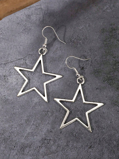 ROMWE Goth 3 Pares De Pendientes De Gota Con Diseño De Estrella