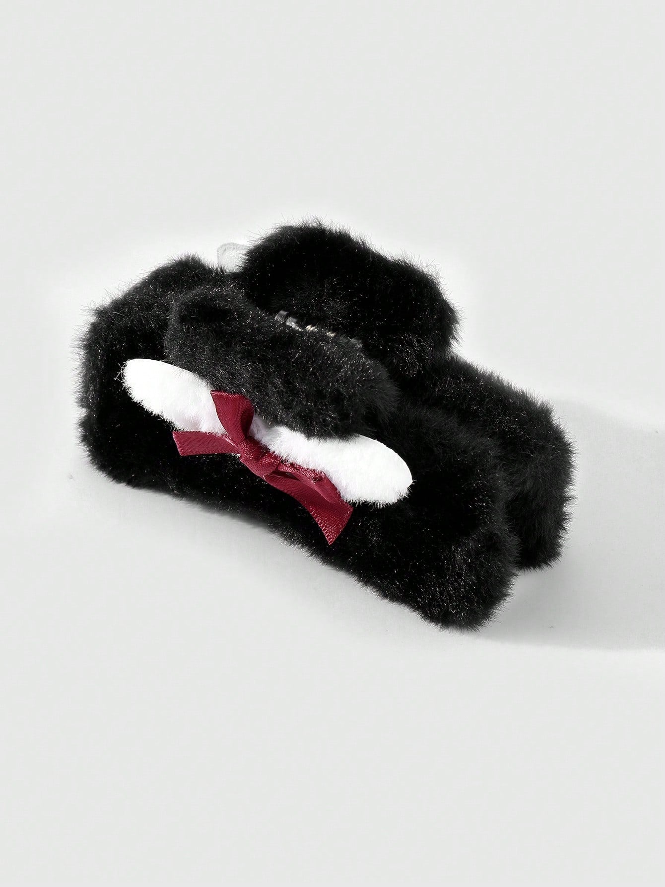 ROMWE Kawaii 1 pieza Accesorio de pinza para el cabello estilo gótico de color negro con alas de ángel blancas, moño rojo, adecuado para uso diario de mujeres o regalo de festival, Halloween