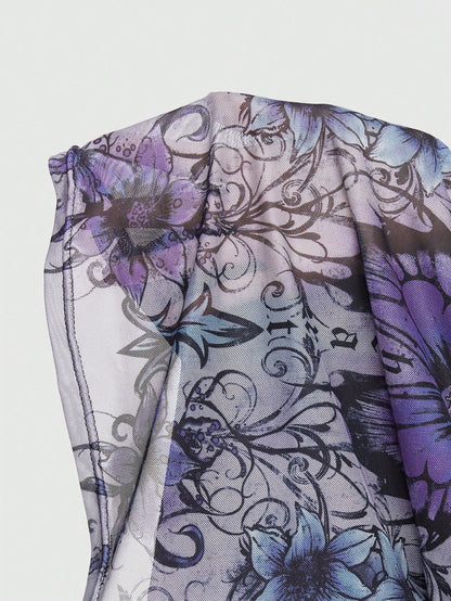 ROMWE Goth Top tank con estampado de mariposa sin sujetador