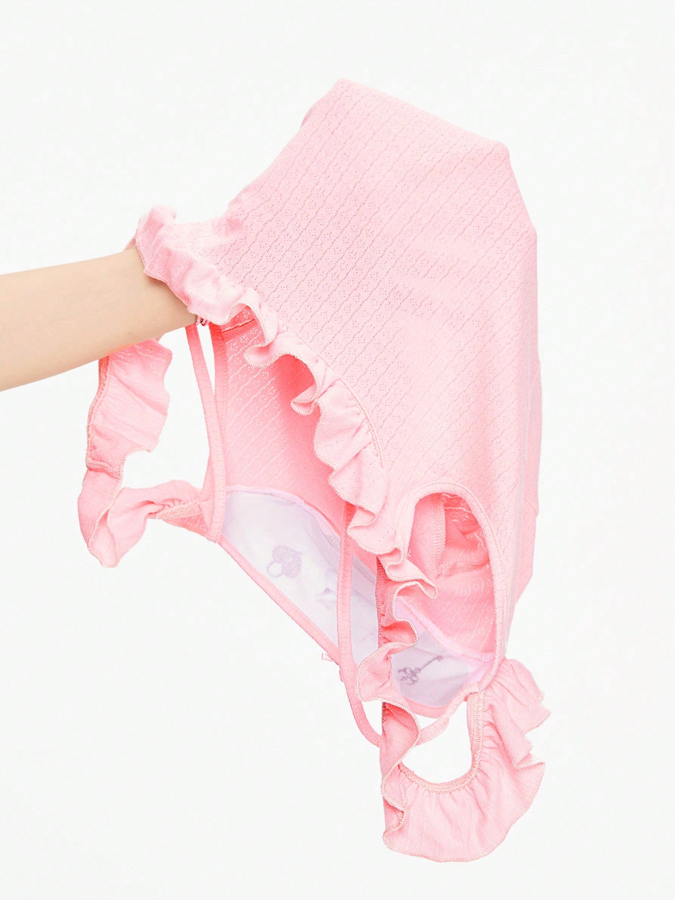 ROMWE Kawaii 1 pieza Blusa de tela texturizada con estampado de conejito y volantes, estilo niña inocente y lindo 2 en 1 para mujer