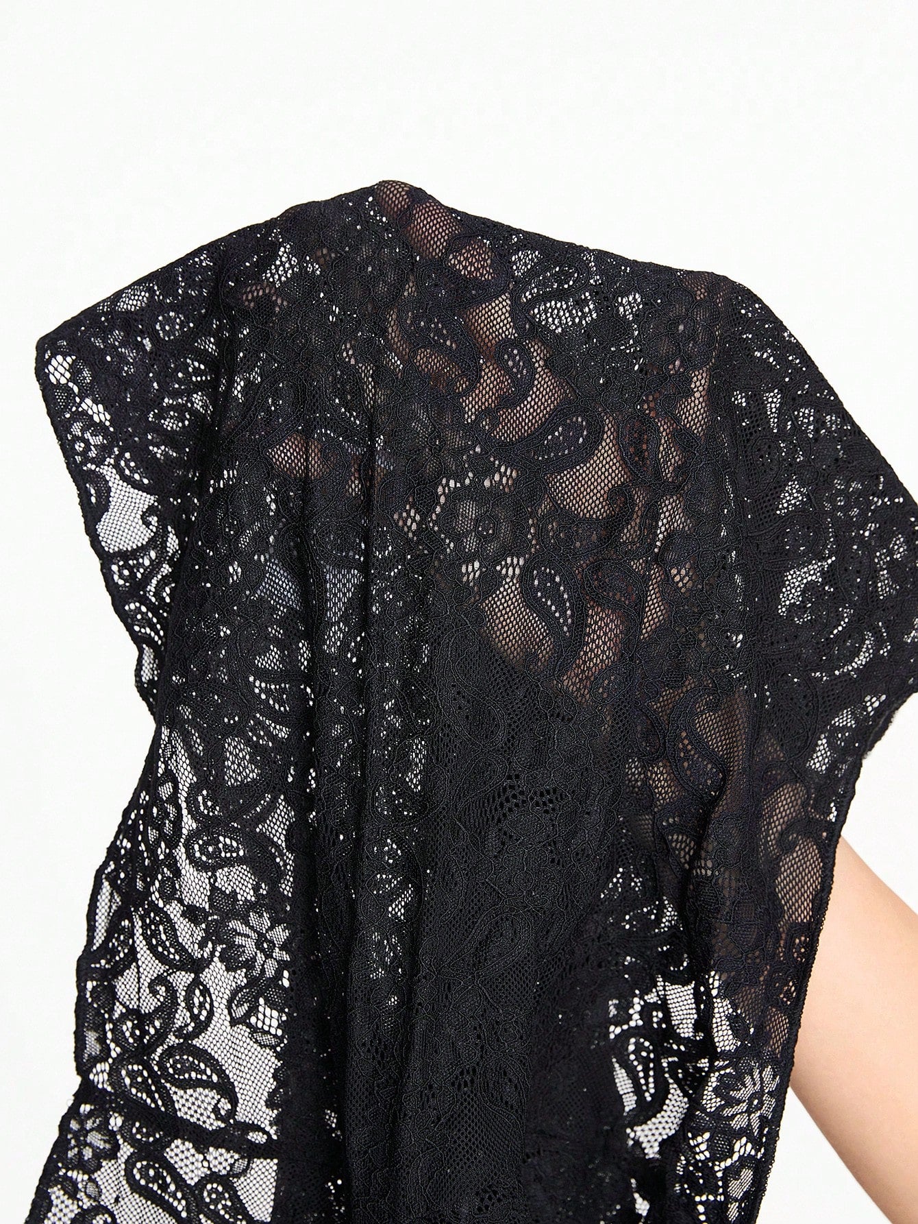 ROMWE Hippie Blusa informal con mangas largas, patchwork de encaje y nudo en la parte delantera para mujeres