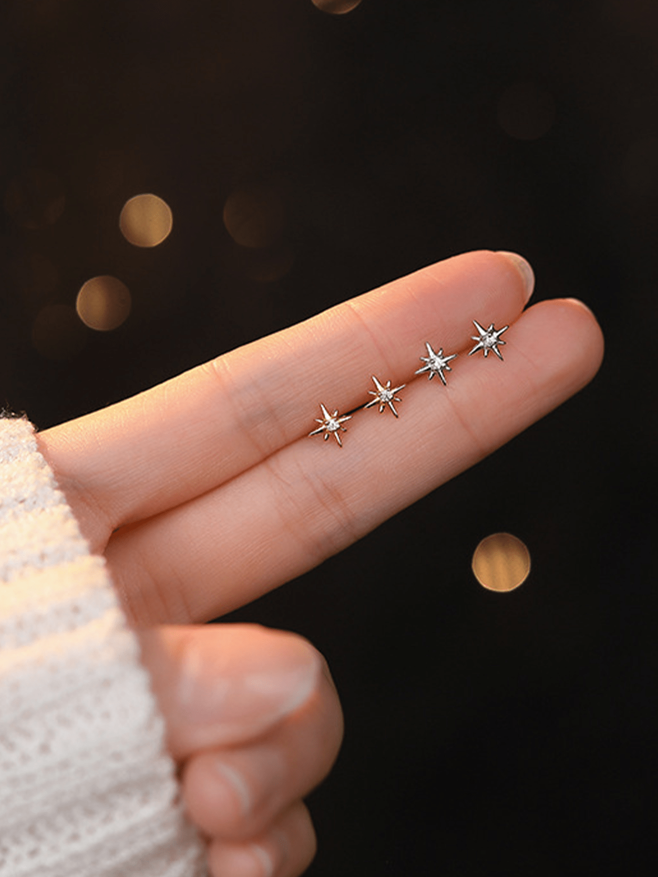 Pendientes de botón con pequeño piercing de zirconia estelar, joyería fina de plata esterlina 925, elegantes pendientes con forma de estrella de zirconia