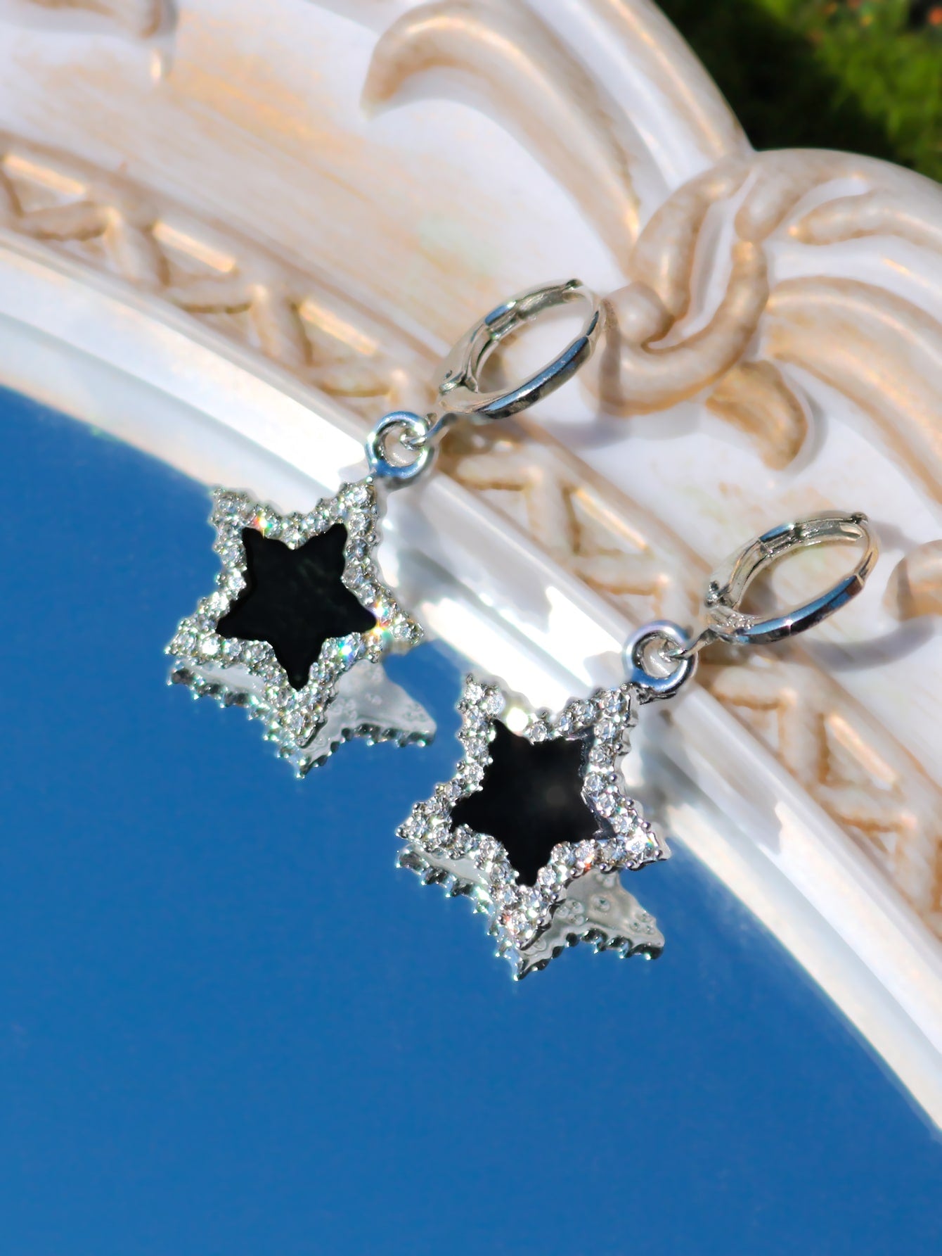ROMWE Street Life Pendientes largos con diamante de imitación con estrella