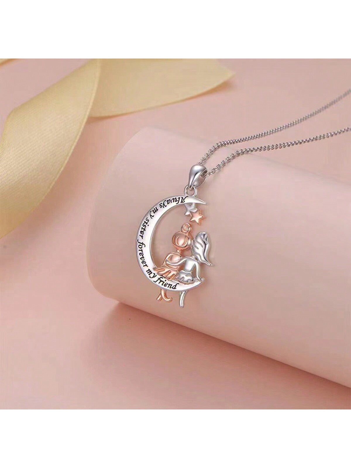 1 pieza Nuevo Collar de Temática Madre-Hija, colgante de moda de estilo europeo y americano, joyería bicolor chapada en regalo del Día de la Madre
