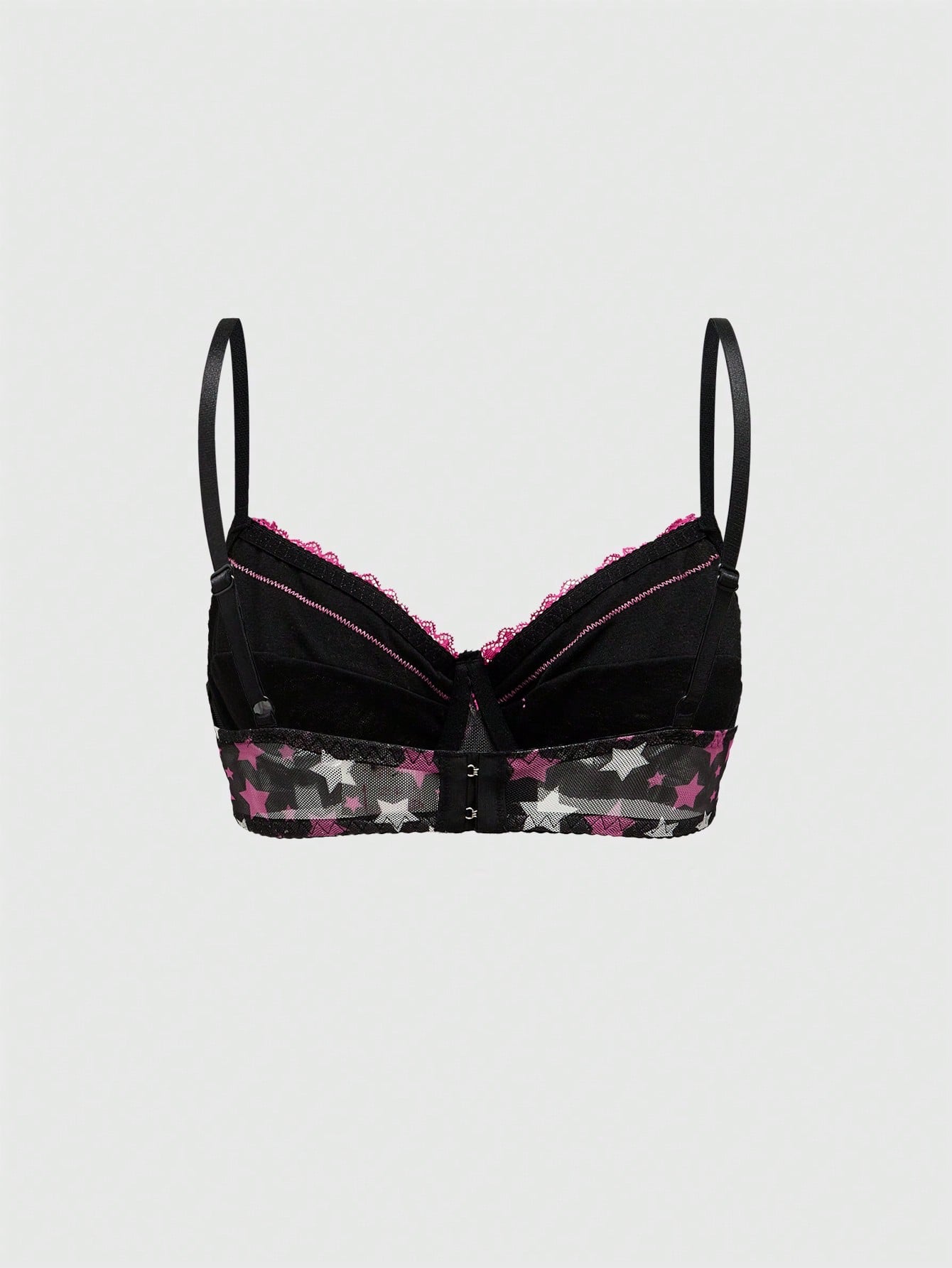 ROMWE J-Fashion Conjunto sexy de lencería Shibuya Gal con estrellas de cinco puntas y detalles de encaje y malla