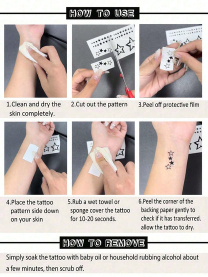 1 pieza Tatuaje temporal de arte corporal luminoso con tinta blanca y que brilla en la oscuridad, diseño de estrella resplandeciente para ojos, tatuaje falso brillante a prueba de agua para la cara y el Body, dura de 2 a 5 días