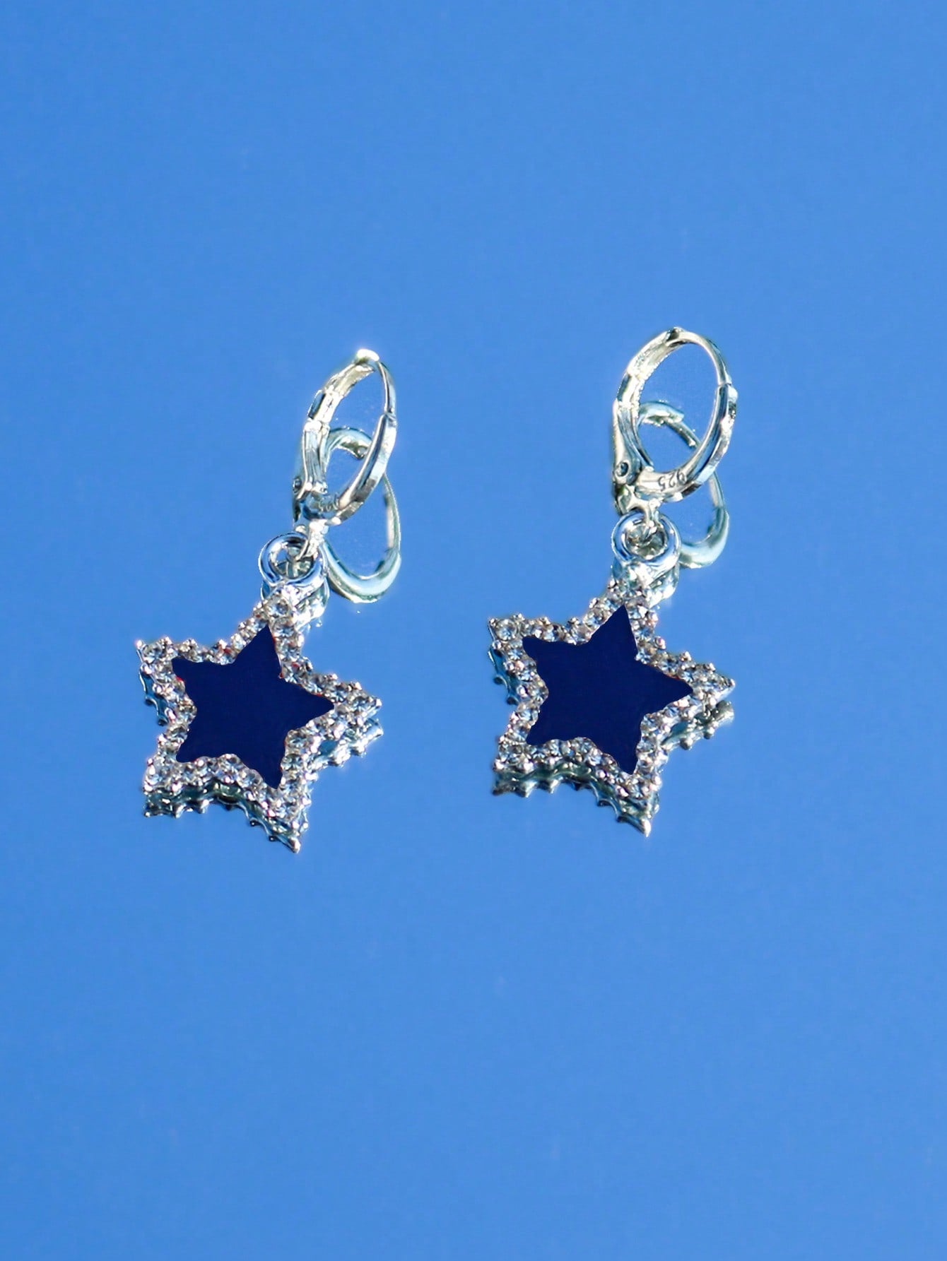ROMWE Street Life 1 par Pendientes largos moda aleación de zinc con estrella con diseño de diamante de imitación para mujeres para decoración diaria