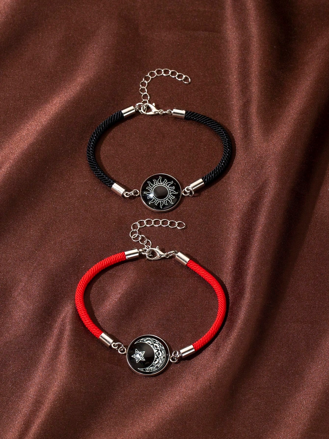 2 piezas/set brazalete de pareja con luna y sol luminosos, adecuado como regalo de hombres a novias