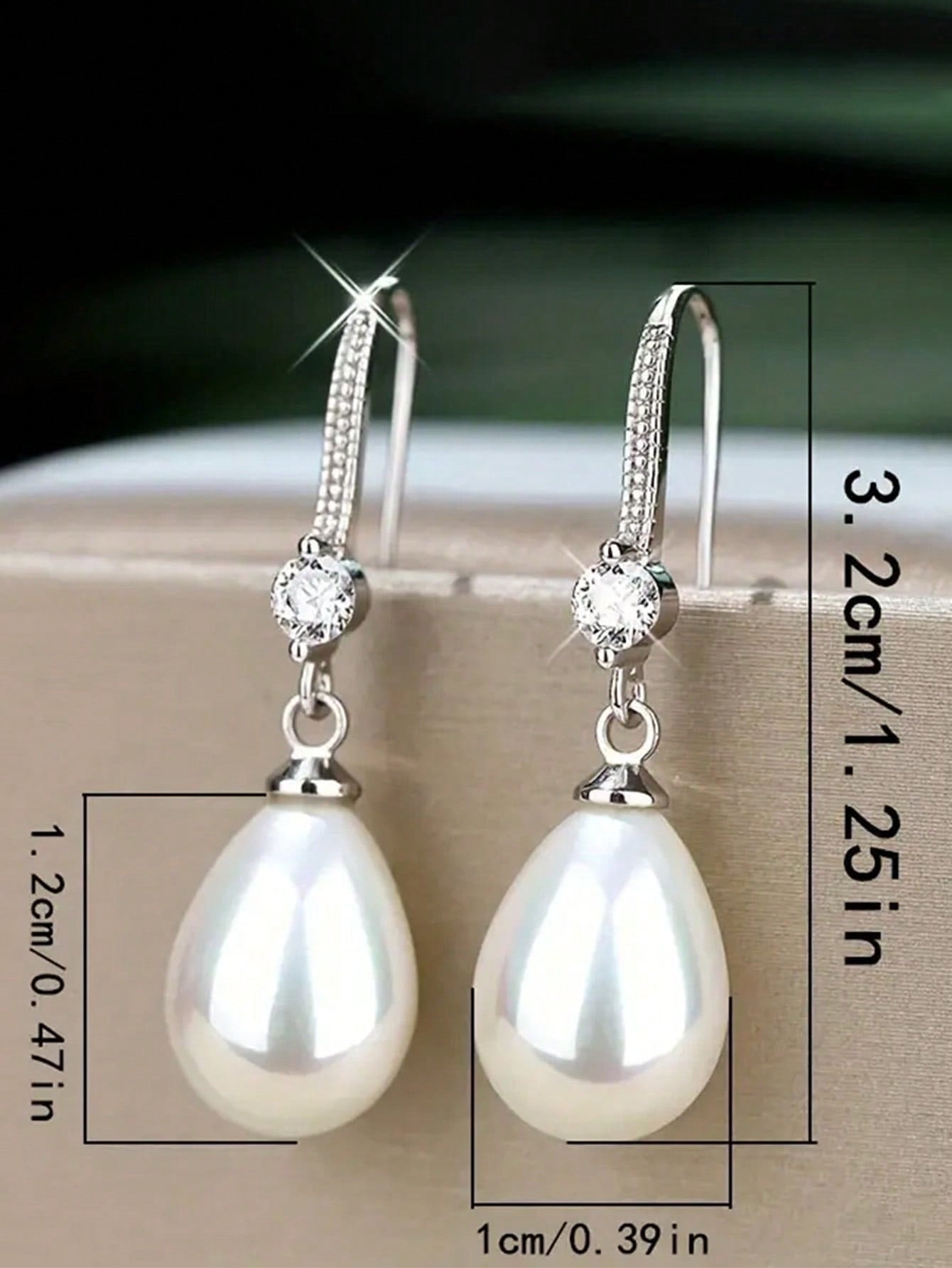 1 Par De Pendientes Largos Con Imitación De Perla, Adecuados Para El Uso Diario De Las Mujeres