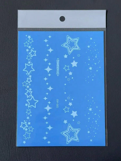 1 pieza Tatuaje temporal de arte corporal luminoso con tinta blanca y que brilla en la oscuridad, diseño de estrella resplandeciente para ojos, tatuaje falso brillante a prueba de agua para la cara y el Body, dura de 2 a 5 días