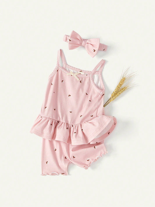 Cozy Pixies Conjunto De Shorts Y Top Halter Con Estampado Floral Para Recién Nacido Niña