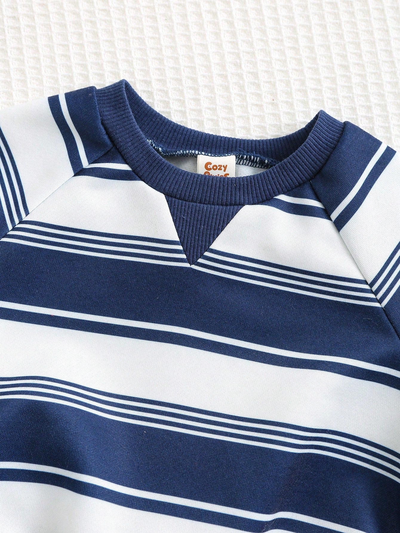 Cozy Pixies 2 piezas Conjunto de parte superior de manga larga de cuello redondo a rayas y pantalón con puños elásticos para bebé niño, ropa para bebé niño