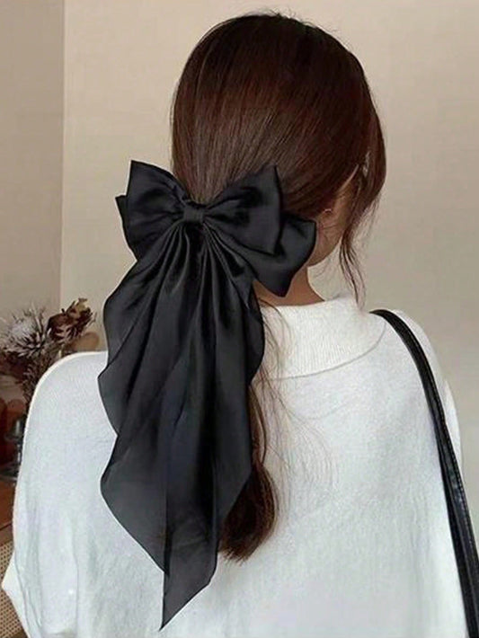 1 pieza-2 piezas Pasador para el cabello de satén con diseño de lazo oversize para mujeres, tocado retro de moda, diadema elegante para uso diario o vestir de forma linda, escuela, Halloween