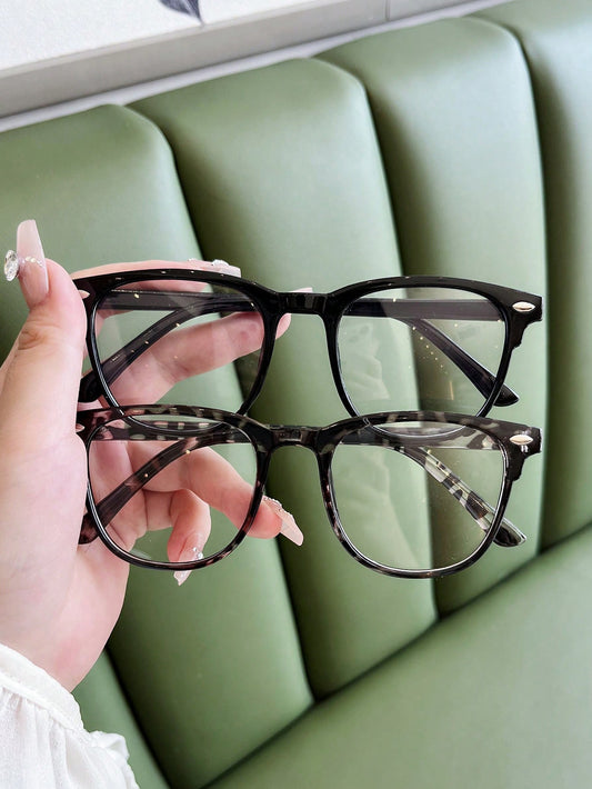2 pares de gafas cuadradas unisex con bloqueo de luz azul a la moda, adecuadas para volver a la escuela, uso diario, lectura, uso de computadora, protección ocular, Halloween