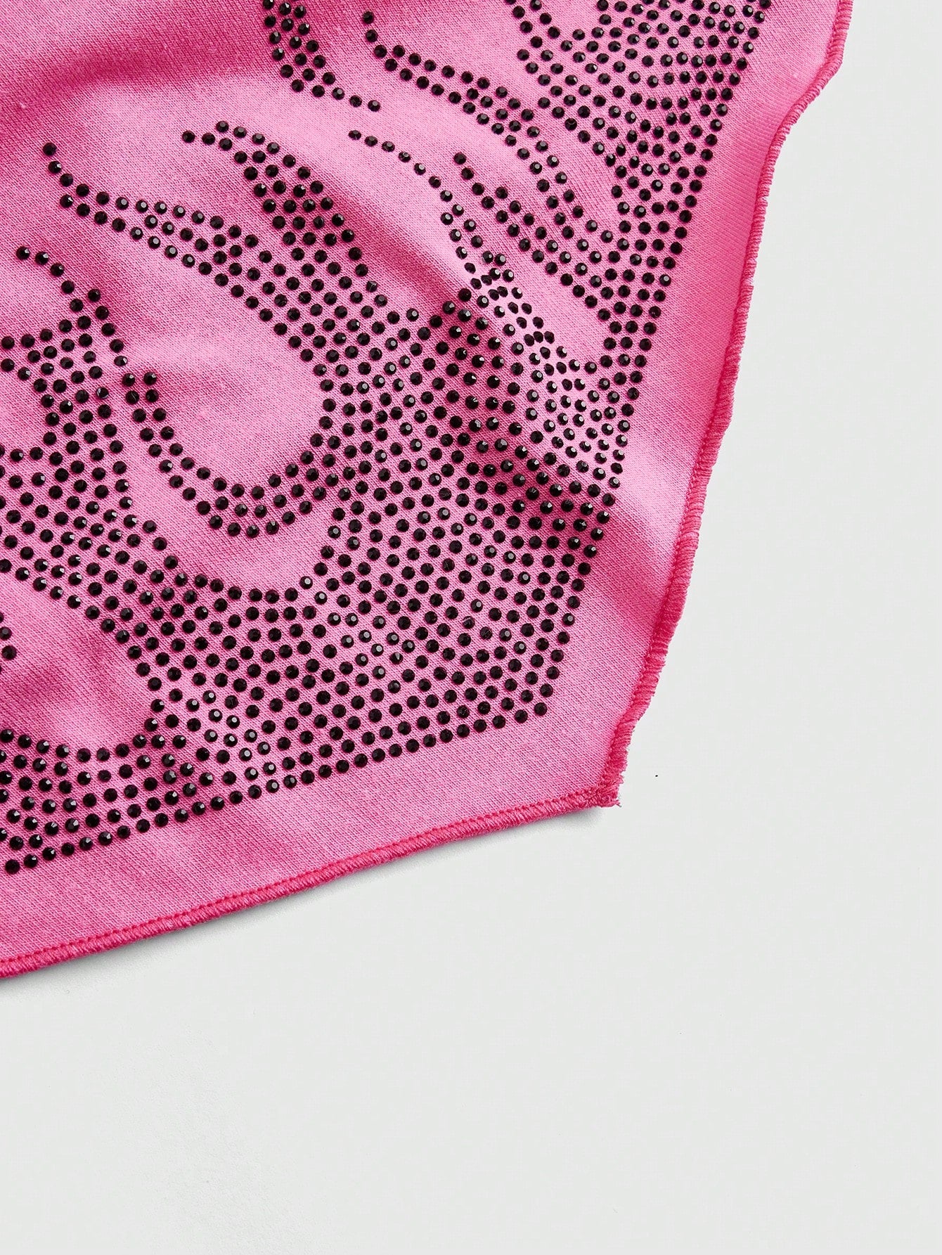 ROMWE Avant Camiseta de tirantes con dobladillo asimétrico, patrón de llama, adornos de rhinestones y lazo en el borde para mujer