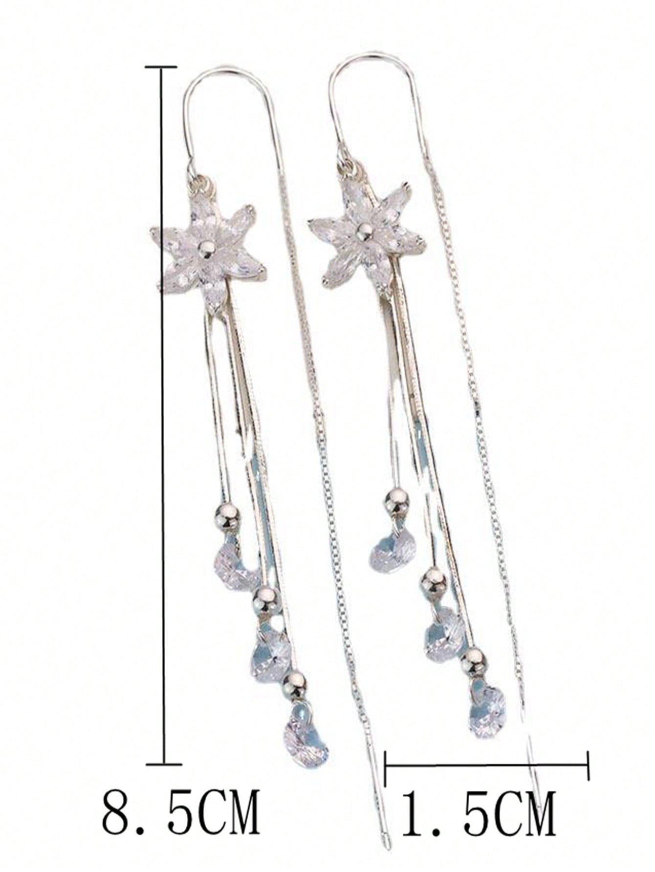 1 Par (2 Piezas) Elegante Pendientes De Rosca Para Mujeres Que Combinan Con Todo, Con Flores Y Borlas