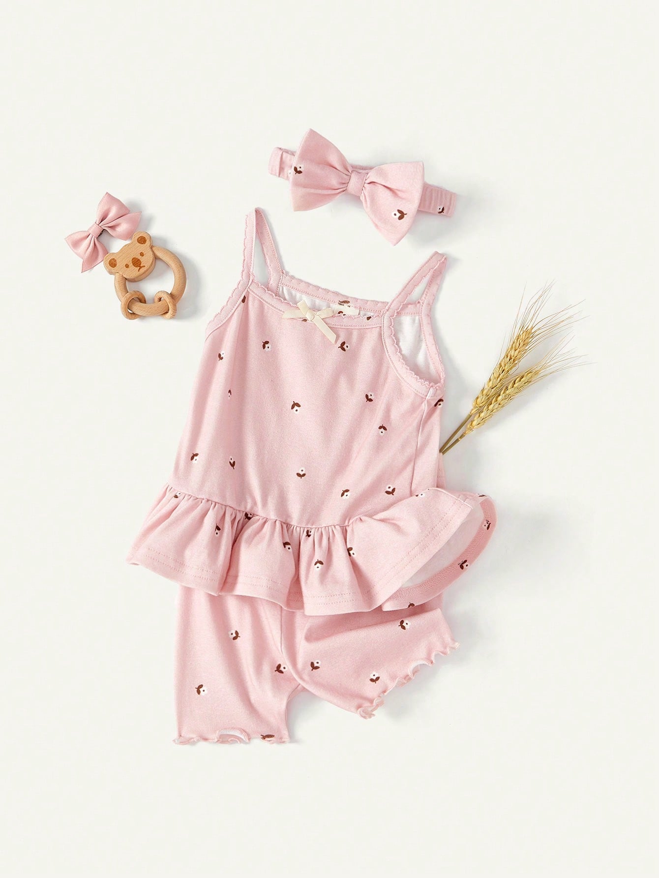 Cozy Pixies Conjunto De Shorts Y Top Halter Con Estampado Floral Para Recién Nacido Niña
