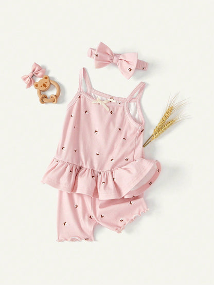 Cozy Pixies Conjunto De Shorts Y Top Halter Con Estampado Floral Para Recién Nacido Niña
