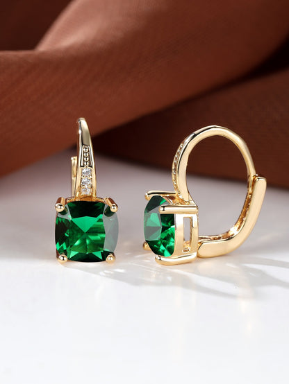 Pendientes de aro cuadrado con diseño de gema
