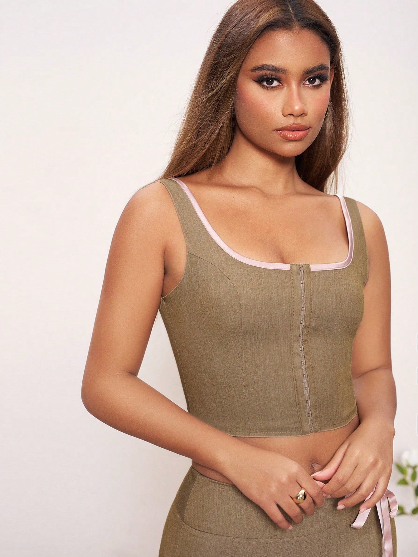 Piper Lyons Top de tirantes de cuello cuadrado de color contrastante para mujer, ideal para vacaciones, primavera y verano, playa, salir, festivales, Ibiza