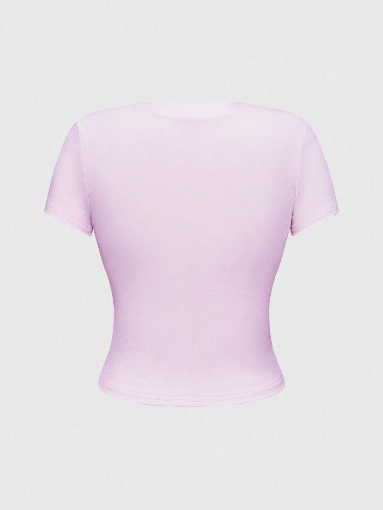 ROMWE Anime Camiseta ajustada de manga corta y cuello redondo con diseño de niña de dibujos animados para mujer