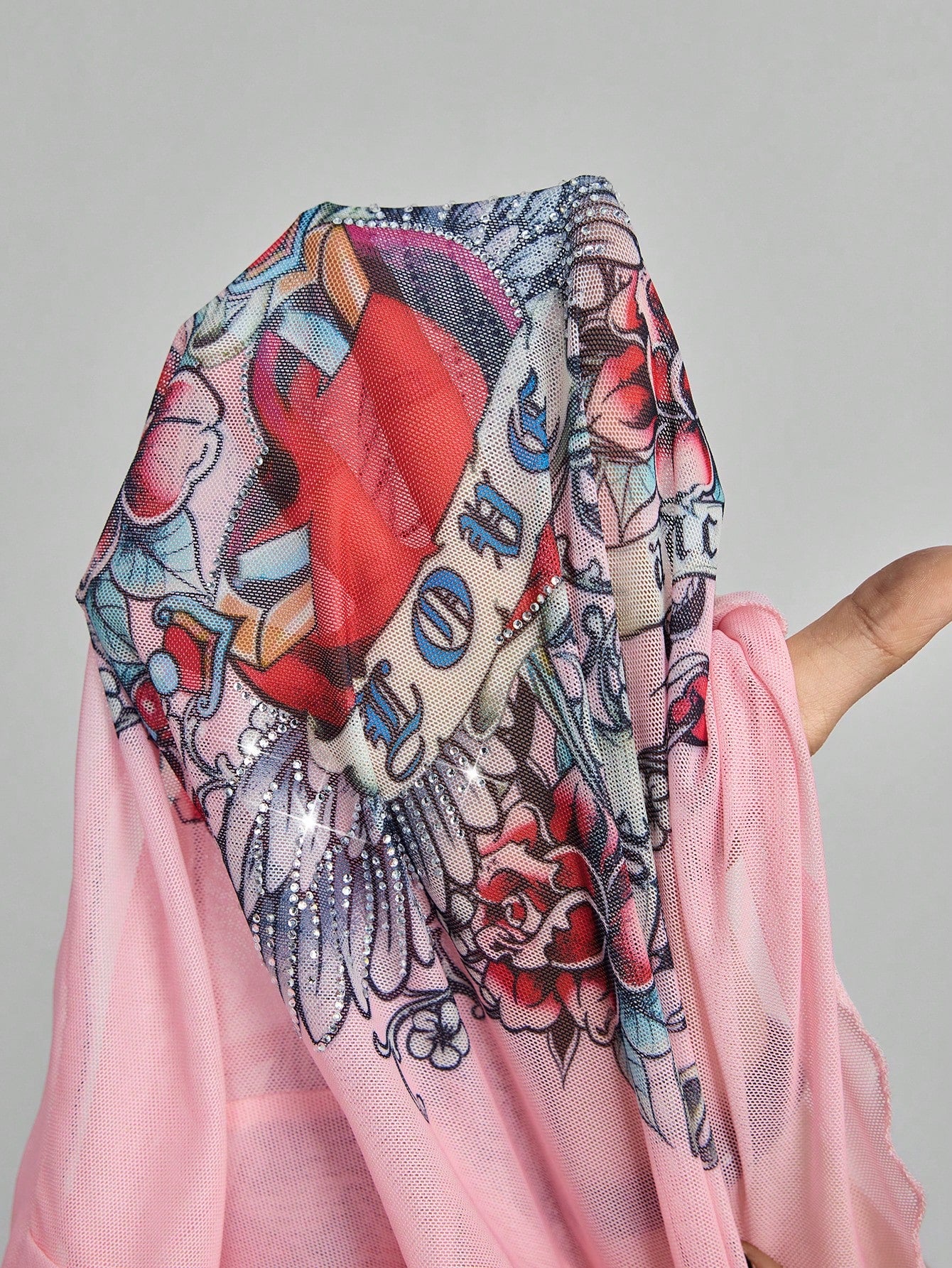 ROMWE Avant Blusa de manga larga con cuello redondo y estampado minimalista para mujer