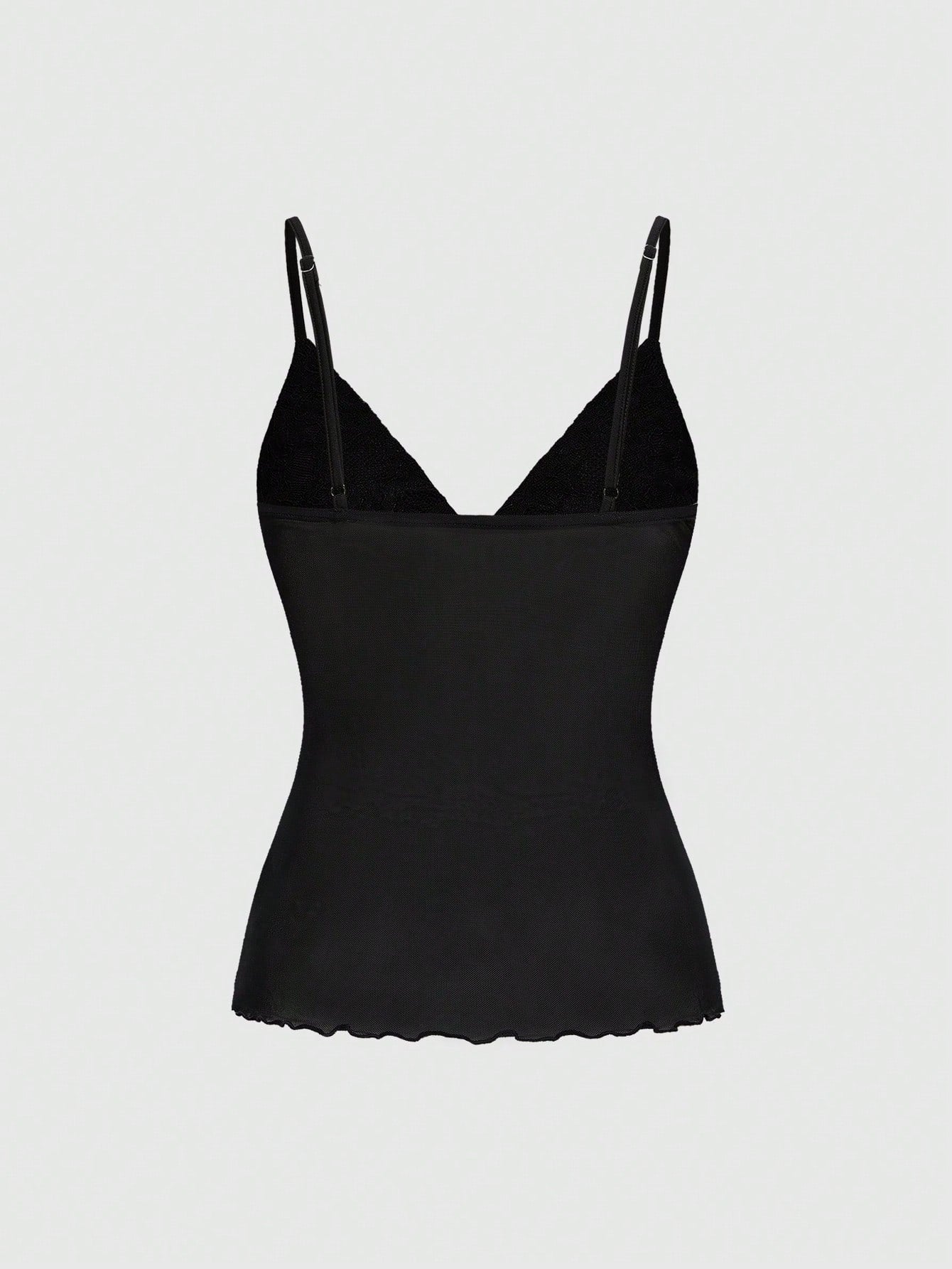 ROMWE Avant Camiseta de tirantes de mujer con estampado de letras y patchwork de encaje para el verano