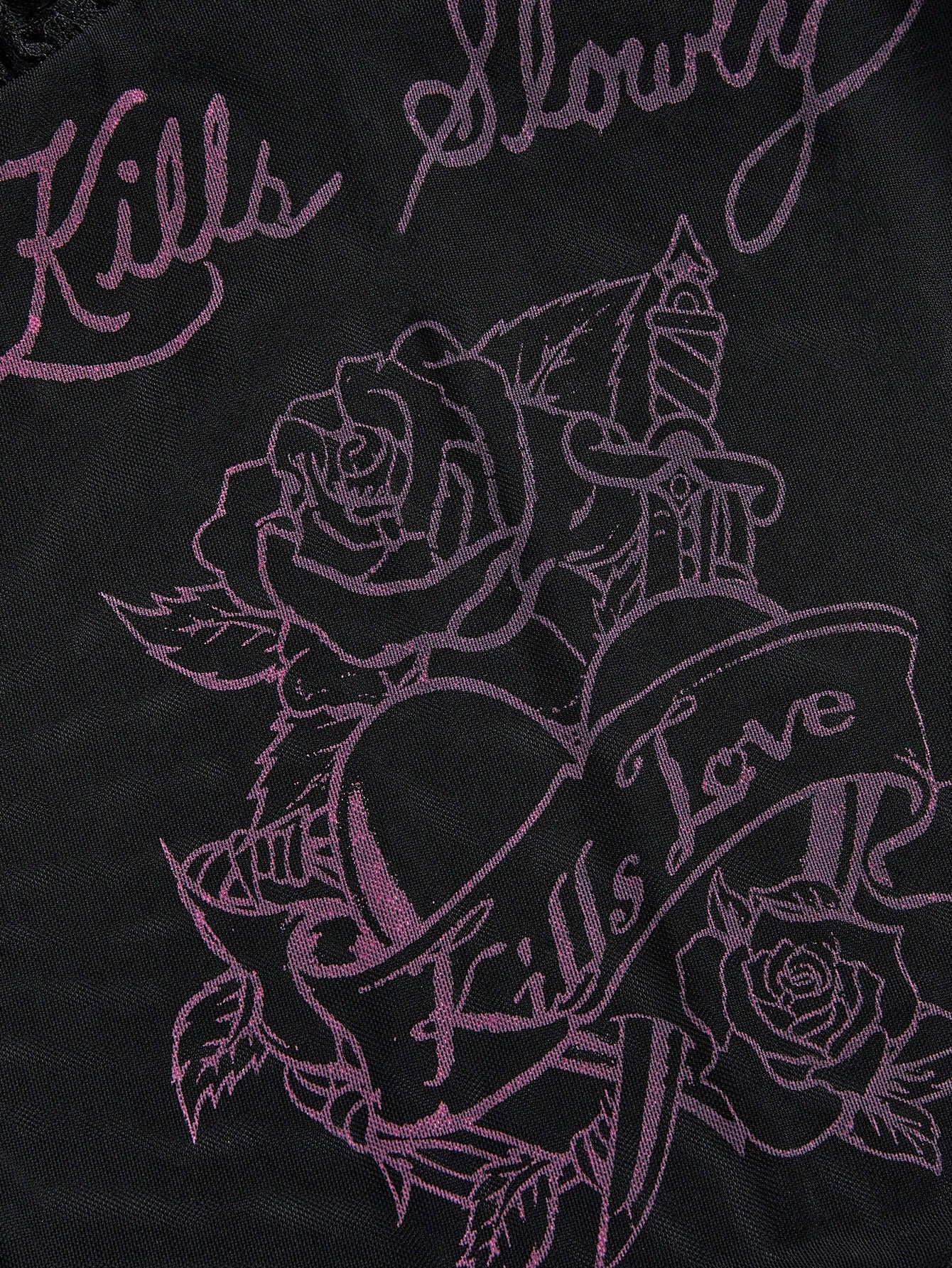 ROMWE Avant Camiseta de tirantes de mujer con estampado de letras y patchwork de encaje para el verano