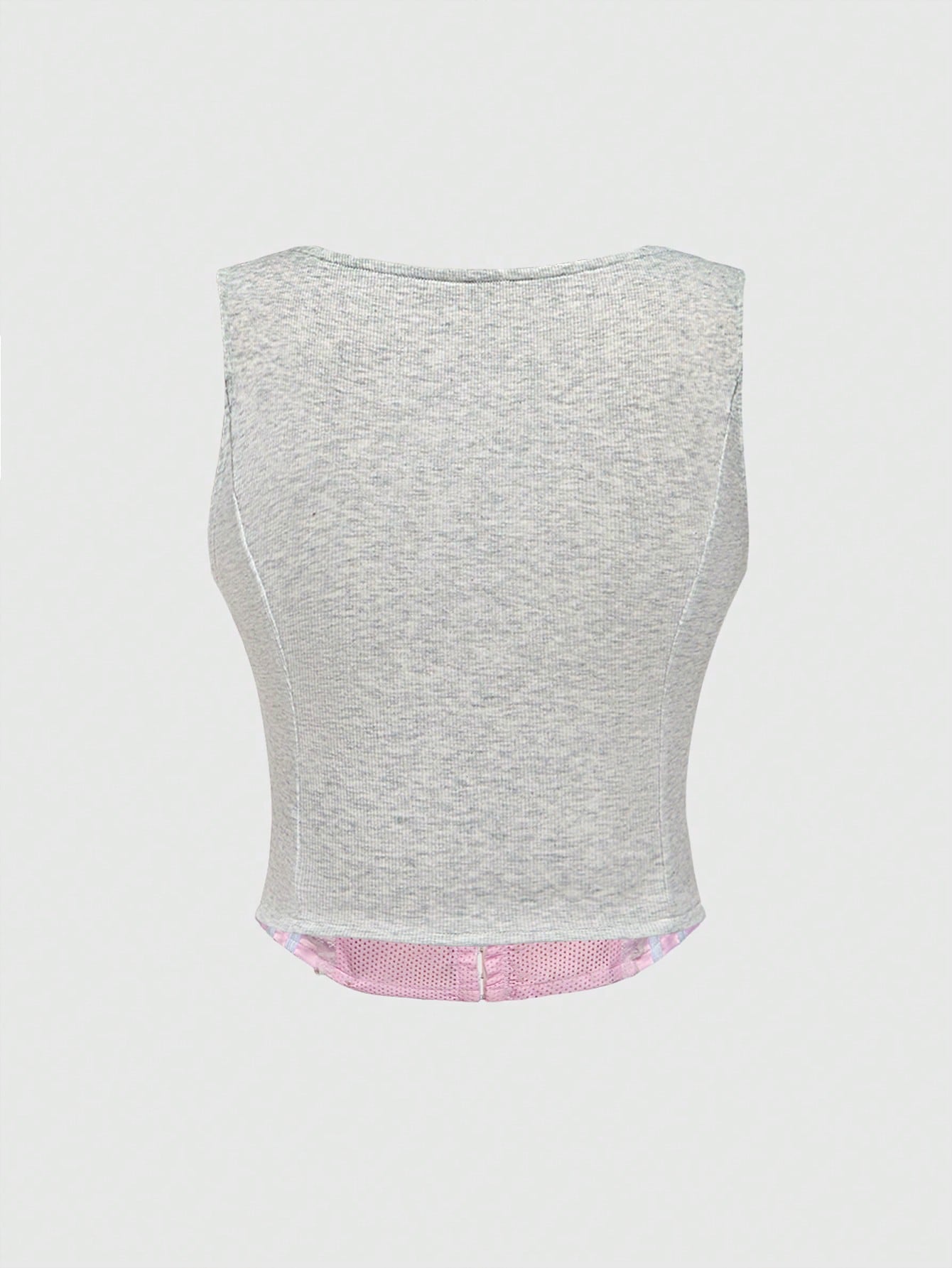 ROMWE Avant Chaleco deportivo con jersey numérico, estampado de leopardo y contraste de encaje rosa del estilo Y2K