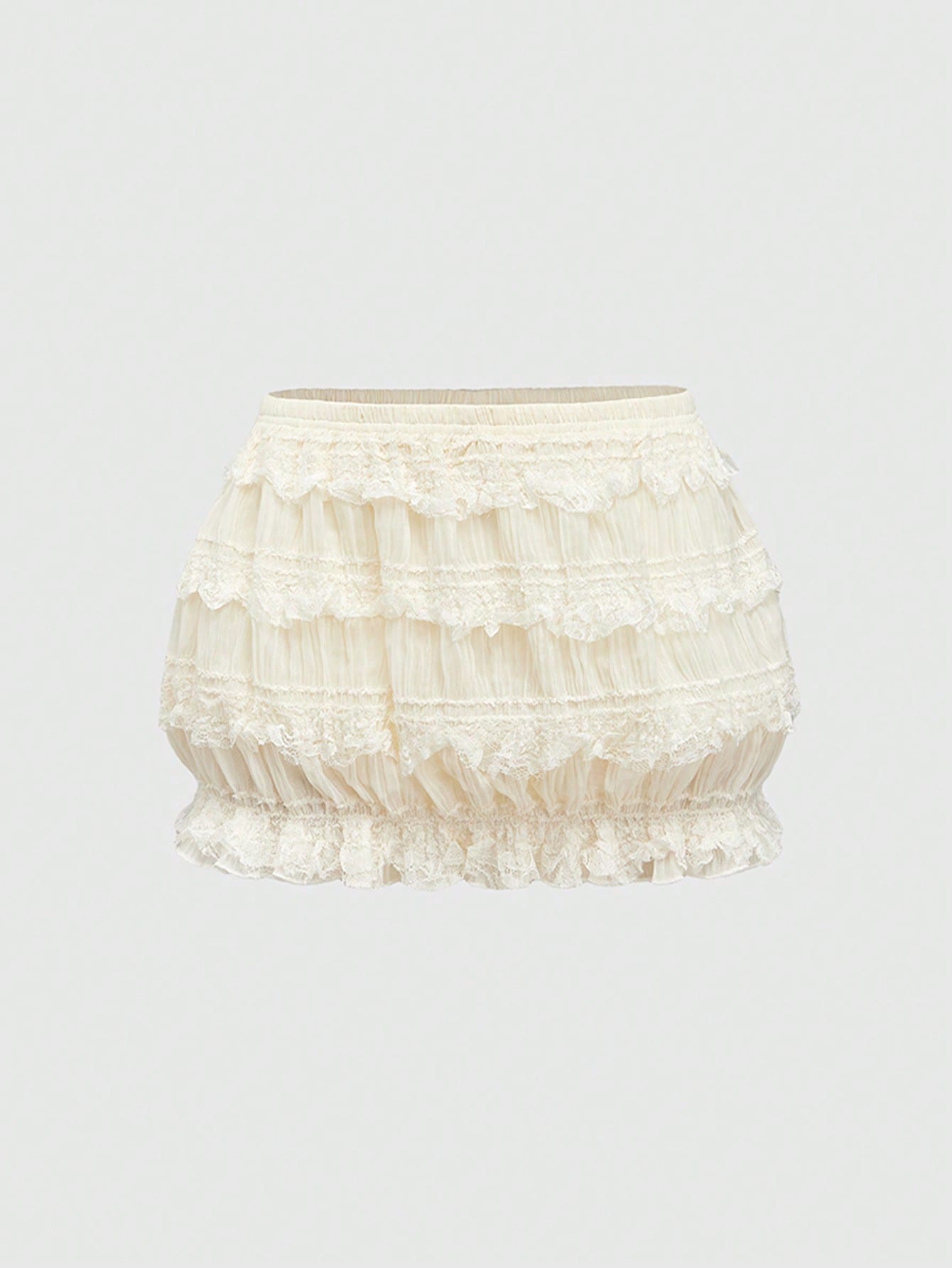 ROMWE Avant Minifalda de verano para mujer con parches de encaje y volantes