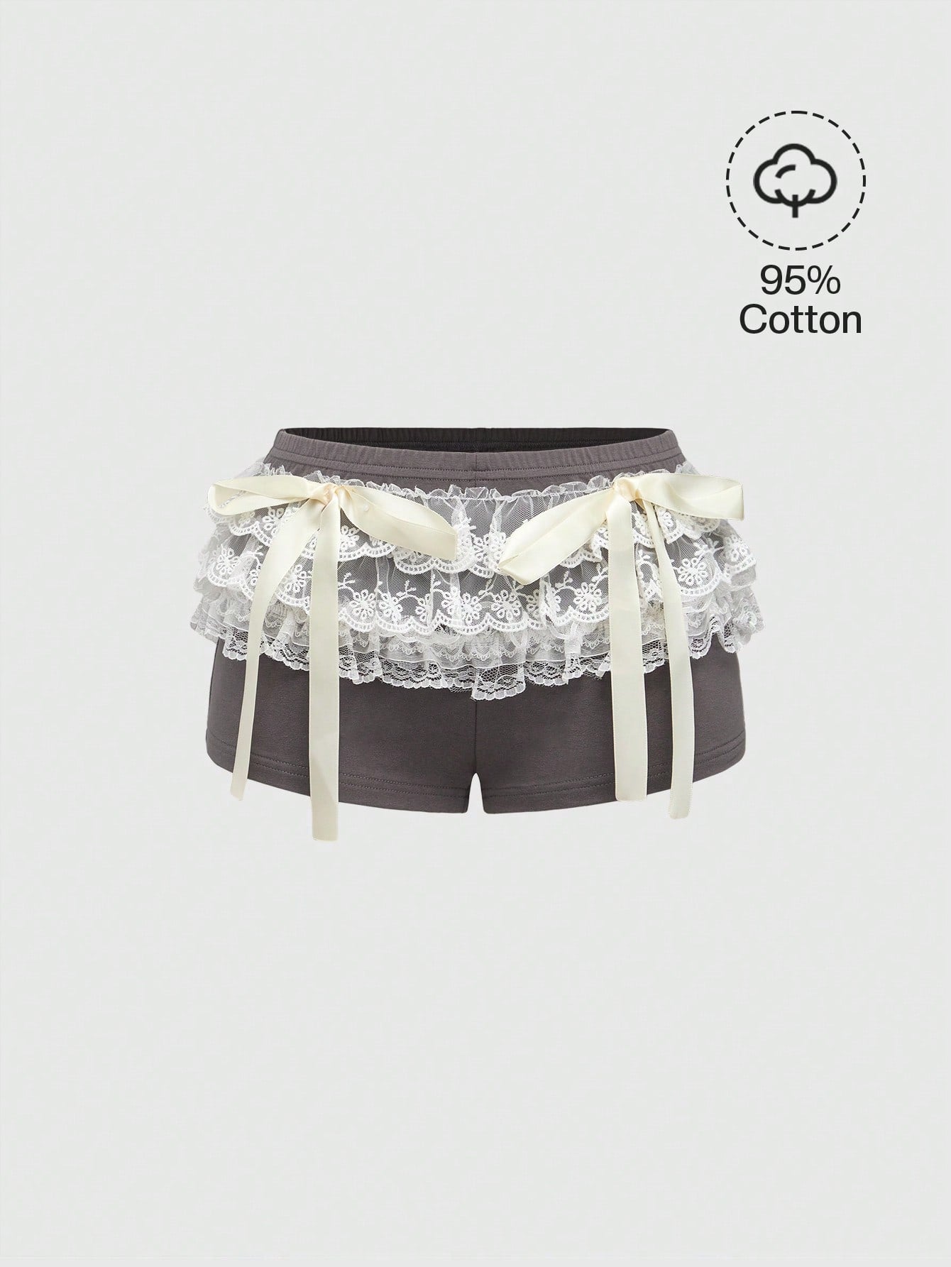 ROMWE Avant Shorts con diseño de lazo, de cintura ultra baja, con capas de encaje y malla estilo ballet, de estilo atlético