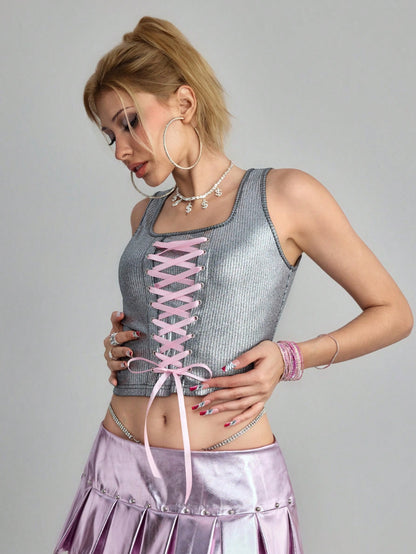 ROMWE Avant Top corto de verano para mujer con tirantes cruzados a la moda