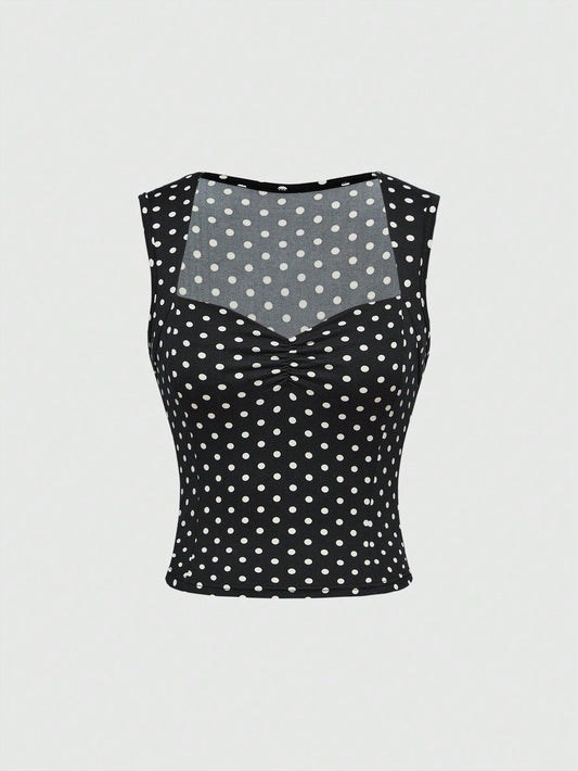 ROMWE Avant Top de tirantes con lunares para mujer, de moda para el verano
