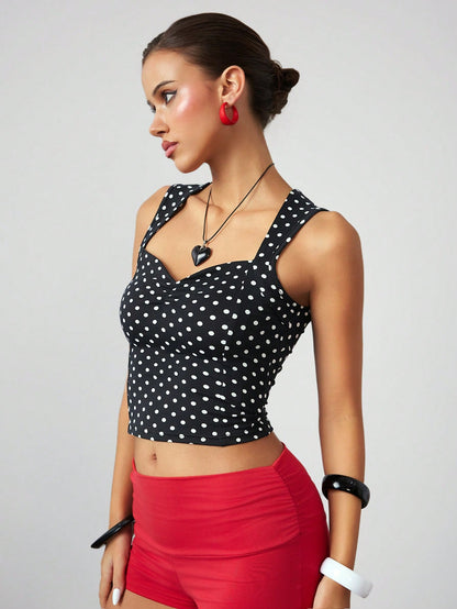 ROMWE Avant Top de tirantes con lunares para mujer, de moda para el verano