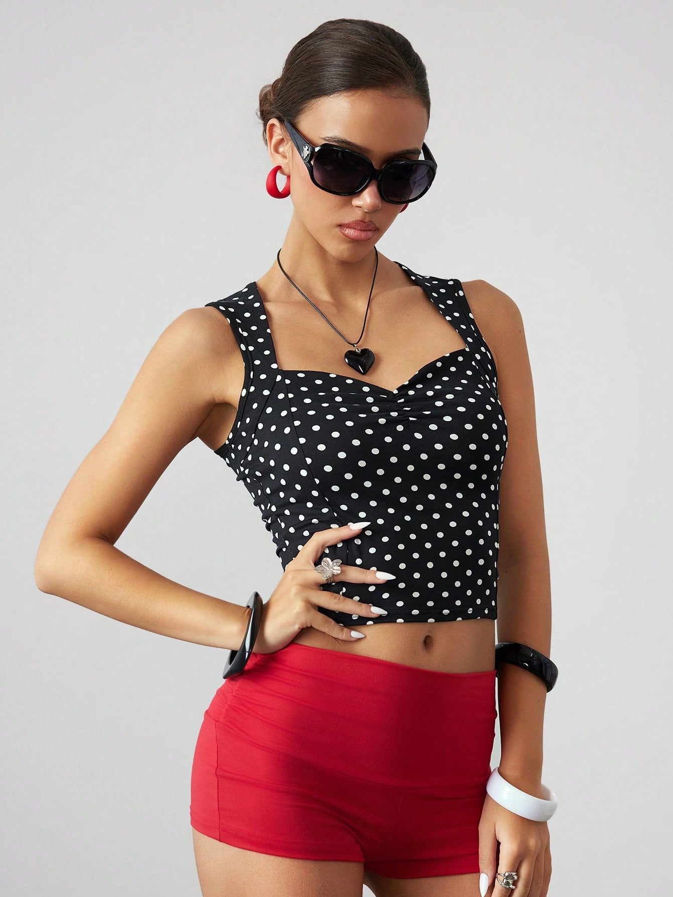 ROMWE Avant Top de tirantes con lunares para mujer, de moda para el verano