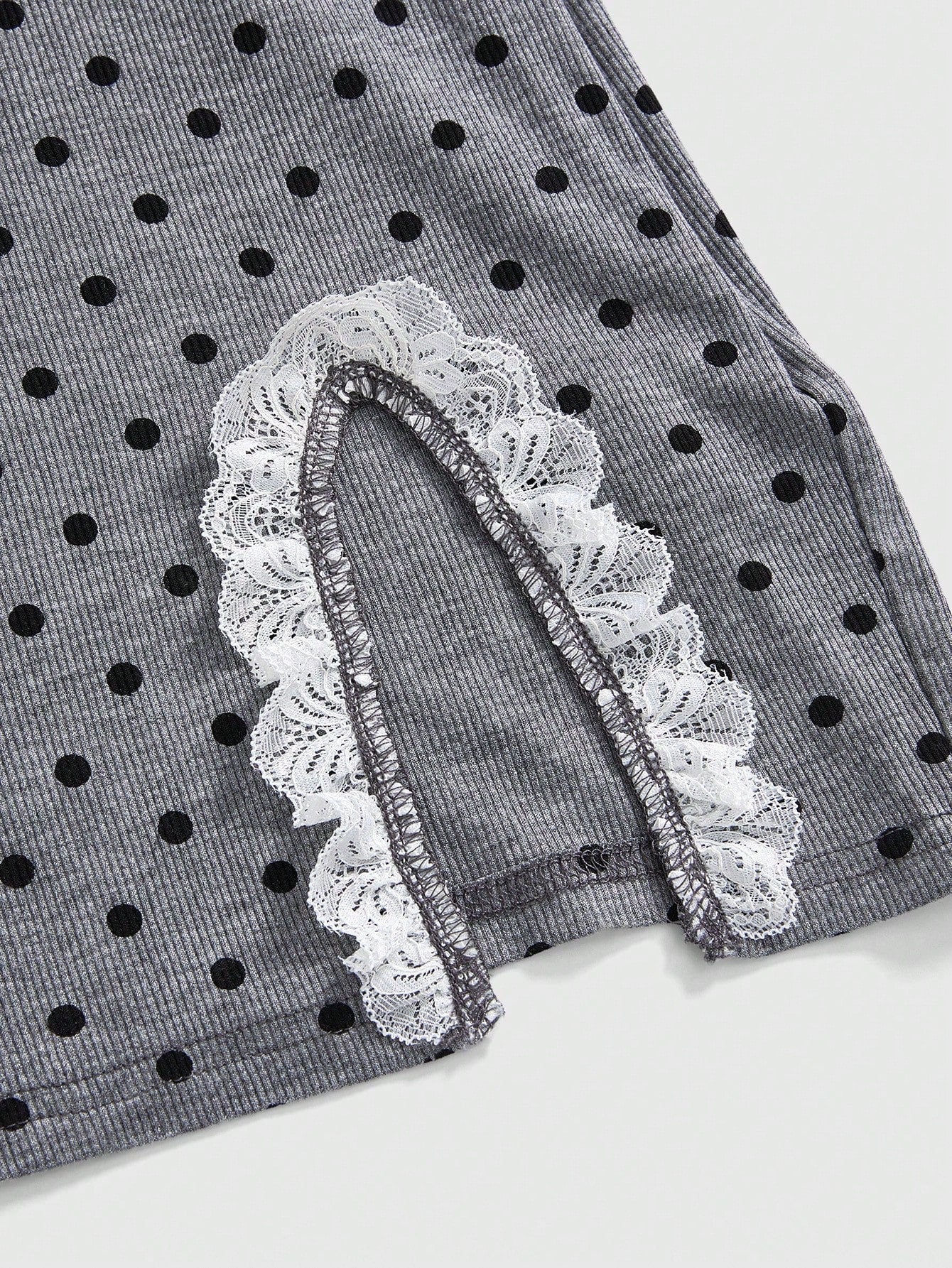 ROMWE Avant Vestido de punto con estampado de lunares, recortes en contraste de color y abertura sexy, con estilo retro del sur de Francia y Sicilia, de 2 en 1