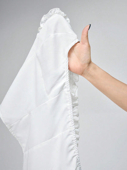 ROMWE Blusa blanca ajustada sin mangas de estilo preppy Y2K para mujeres