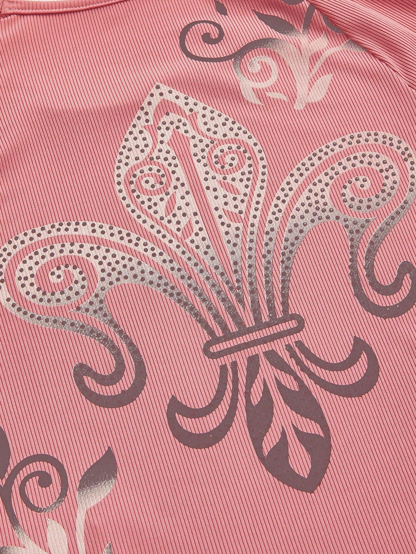 ROMWE Camiseta De Manga Acampanada Con Estampado De Patrón