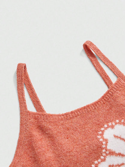 ROMWE Camiseta de mujer de punto jacquard, primavera/verano