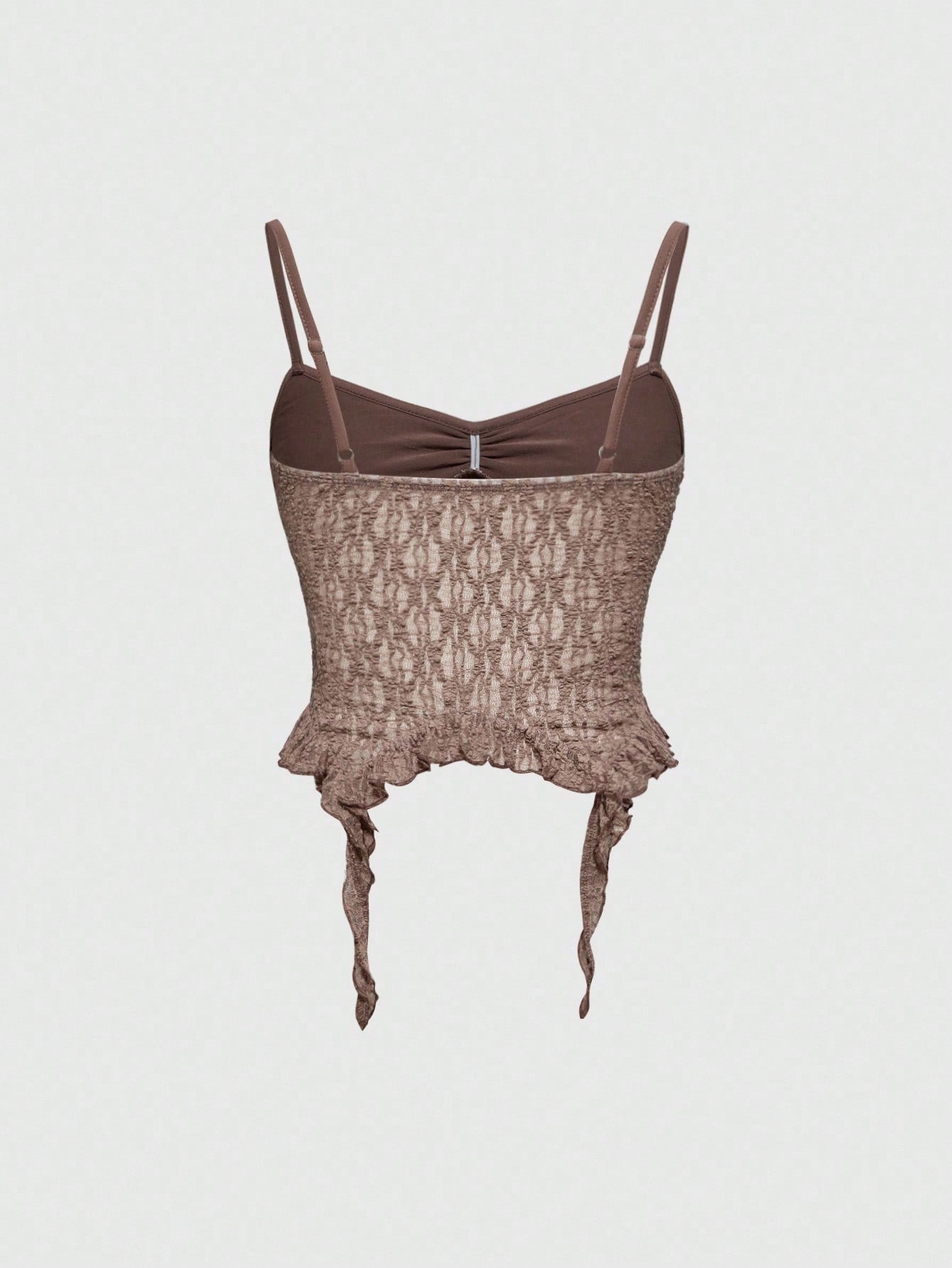 ROMWE Camiseta de tirantes ajustada con dobladillo asimétrico de encaje con textura desgastada y aspecto desaliñado