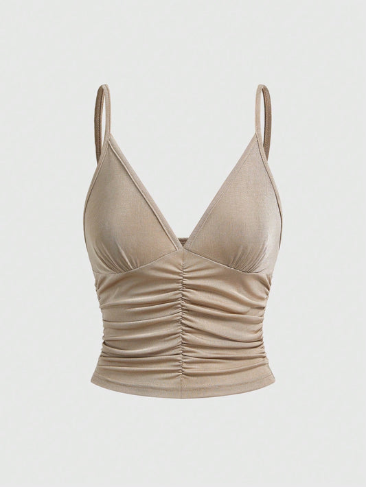 ROMWE Camiseta de tirantes con volantes sexy para mujer