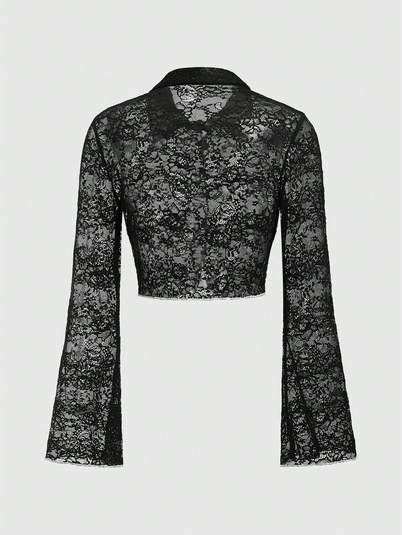 ROMWE Fairycore Blusa casual ajustada con bordado y cordones frontales para mujer
