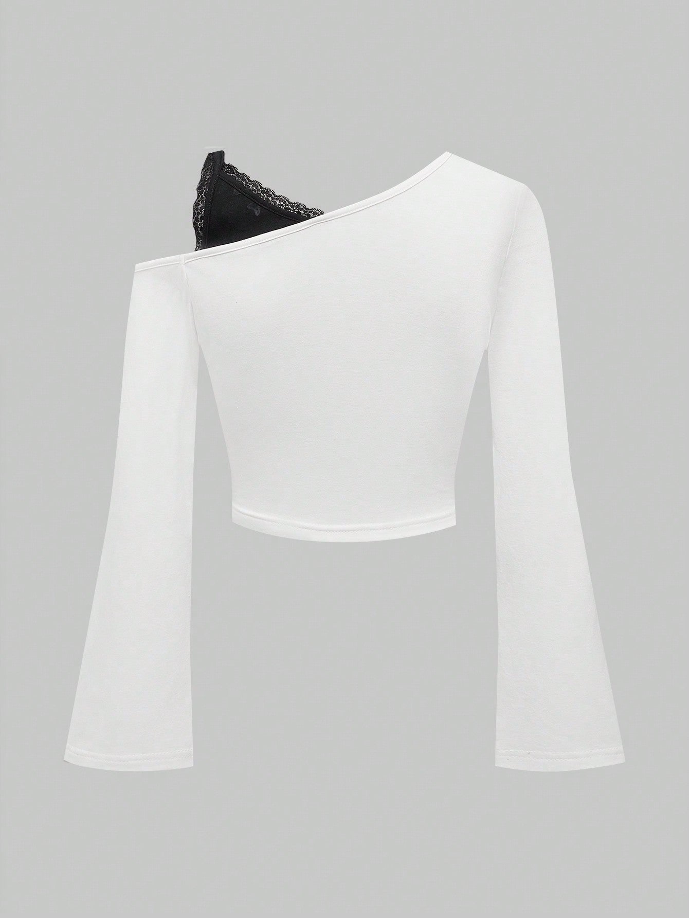 ROMWE Fairycore Blusa con estampado de estrella y enredadera con hombro asimétrico