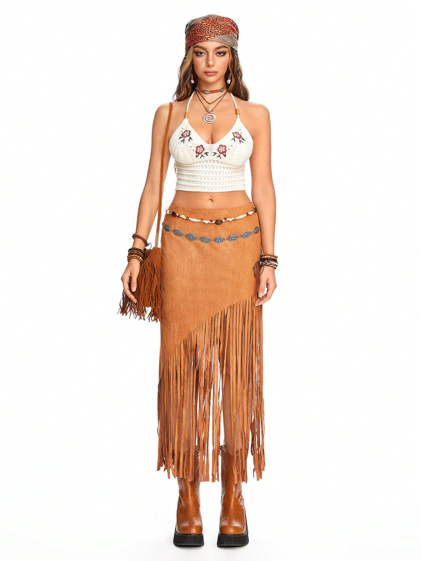 ROMWE Fairycore Blusa de halter sin espalda con cuello de madera bordada y crochet para vacaciones para damas
