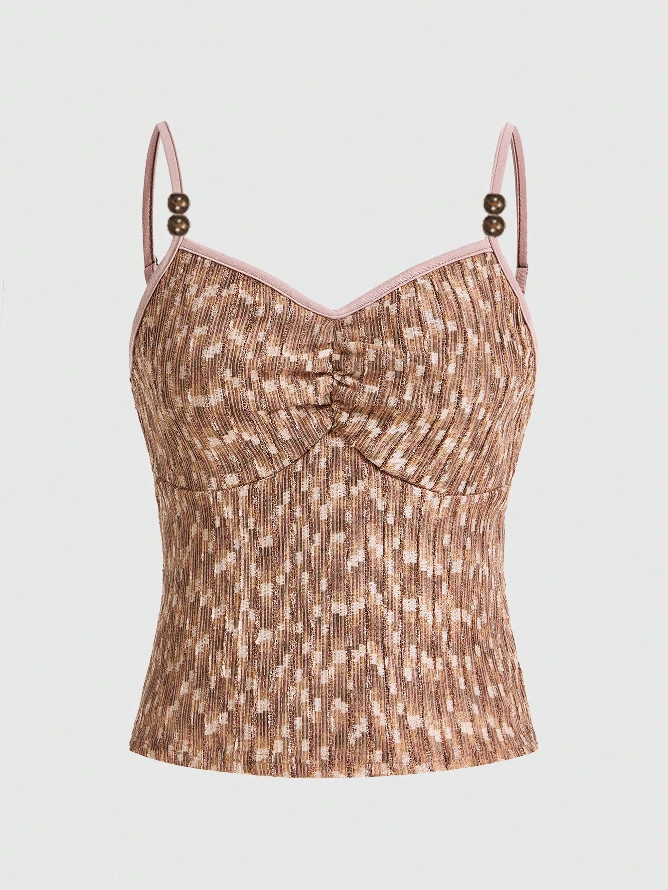 ROMWE Fairycore Cami Top Con Estampado Para Mujeres Con Ribete En Contraste Y Fruncido