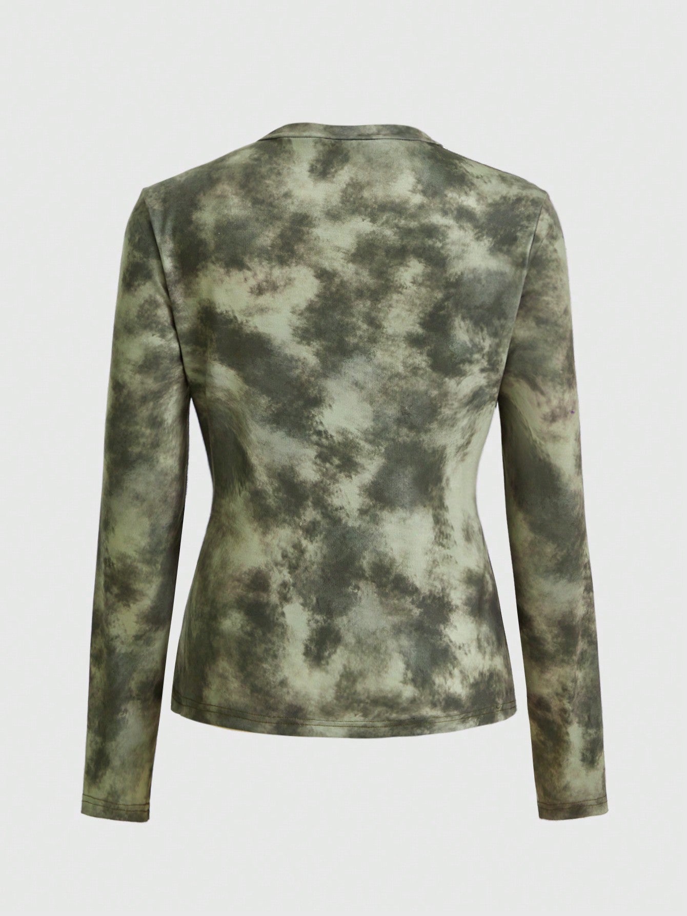 ROMWE Fairycore Camiseta de manga larga ajustada con estampado de mariposa de efecto tie-dye para mujer, otoño