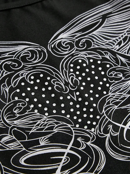 ROMWE Fairycore Camisetas de Mujer Diamante de imitación Gráfico Casual