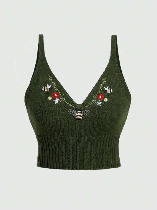 ROMWE Fairycore Top De Punto De Abejorro Para Mujer Camisole